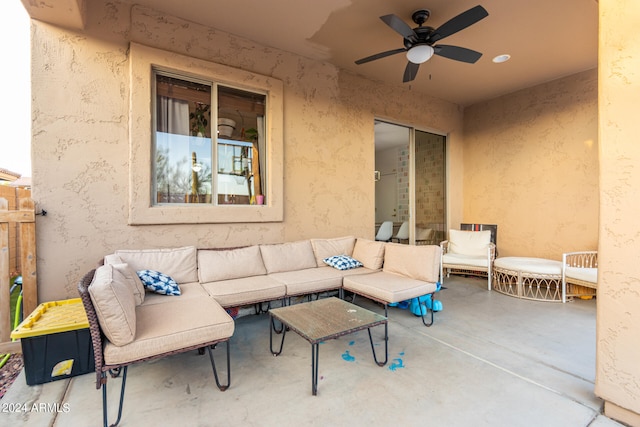 view of patio / terrace featuring outdoor lounge area and a ceiling fan