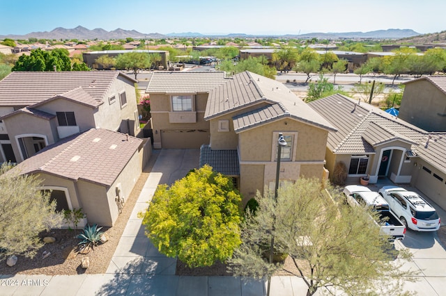 aerial view with a residential view and a mountain view