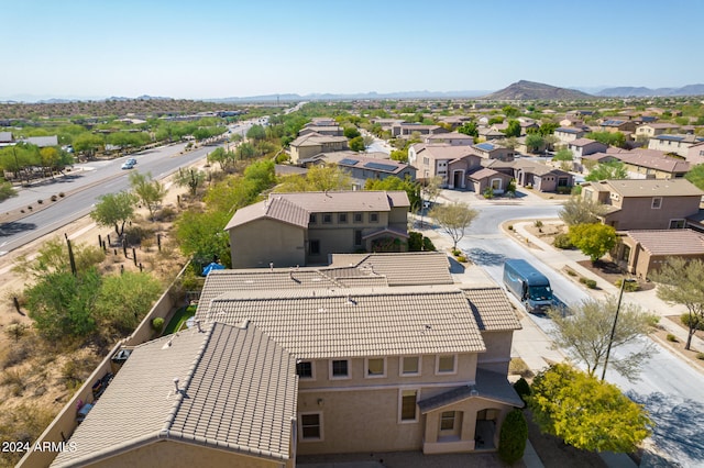 aerial view featuring a residential view and a mountain view