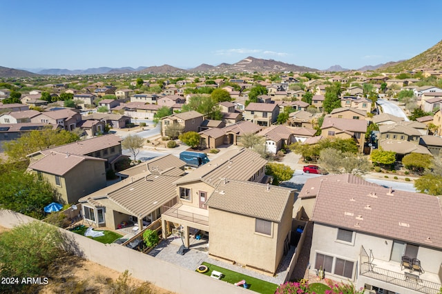 birds eye view of property featuring a residential view and a mountain view