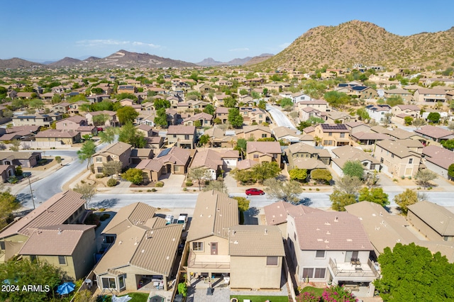 aerial view with a residential view and a mountain view