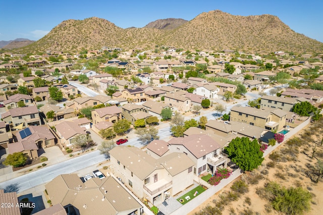 aerial view with a residential view and a mountain view