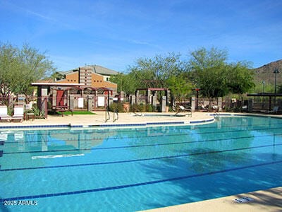 view of swimming pool with a patio area