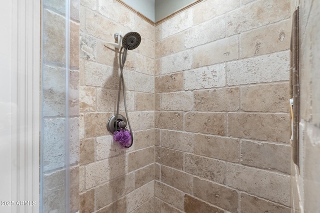 room details featuring a shower stall