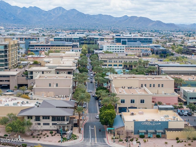 bird's eye view with a mountain view