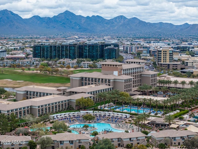 bird's eye view featuring a mountain view