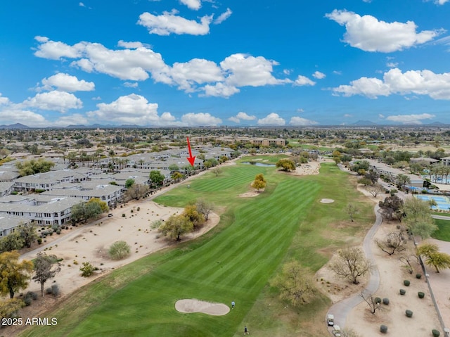 aerial view featuring view of golf course