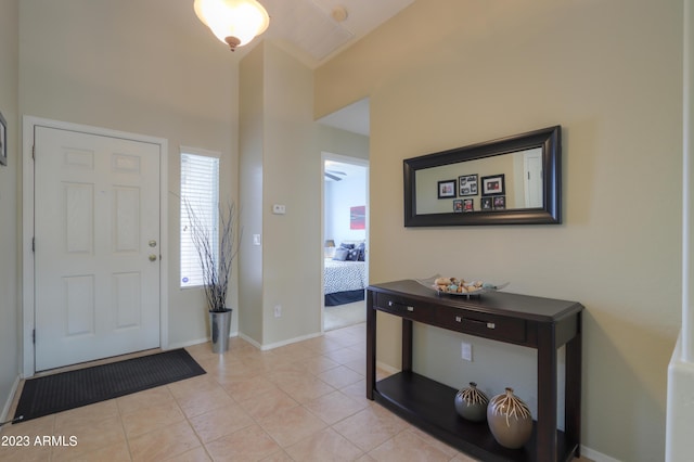 entryway with light tile patterned floors