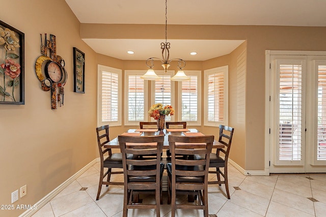 view of tiled dining space