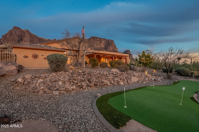 exterior space with a mountain view