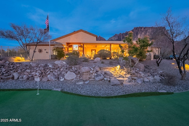 view of front of house with a mountain view