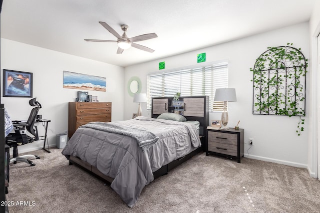 bedroom with carpet floors and ceiling fan