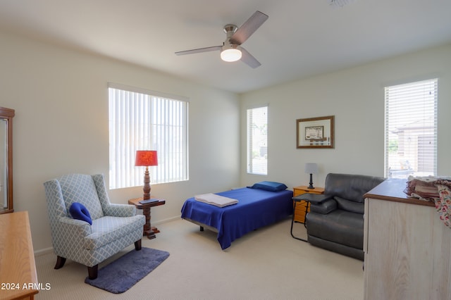 bedroom with carpet and ceiling fan