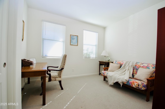 home office with carpet and baseboards