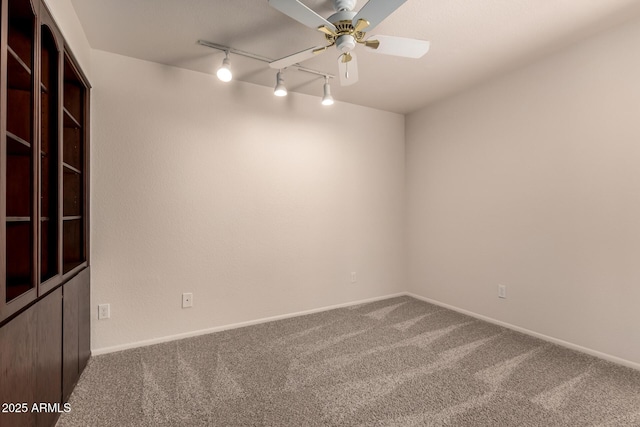 4313 N 29th Way, Phoenix, AZ 85016 - unfurnished room featuring carpet floors, rail lighting, ceiling fan, and baseboards