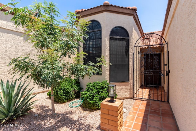 4313 N 29th Way, Phoenix, AZ 85016 - doorway to property featuring stucco siding and a gate