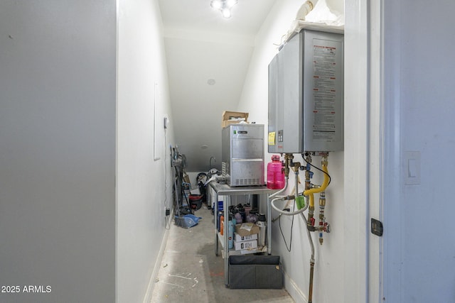 utility room with water heater