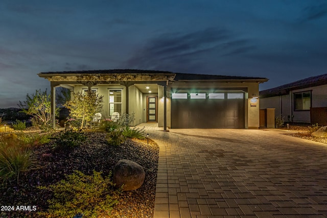 view of front of house with a garage