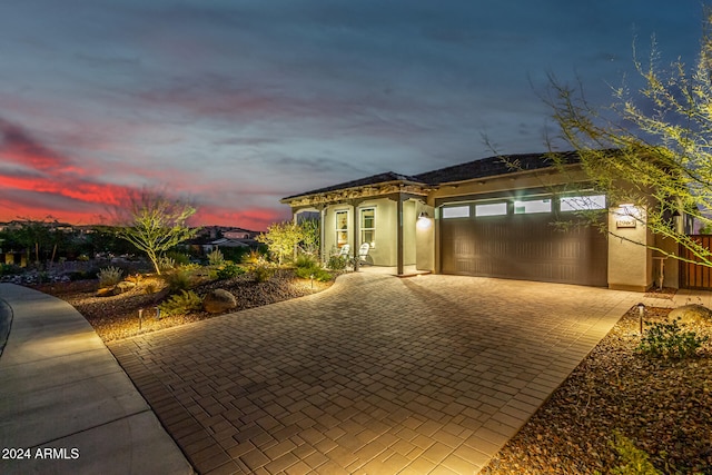 view of front of house with a garage