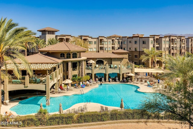 pool featuring a patio area