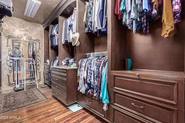 walk in closet featuring hardwood / wood-style floors