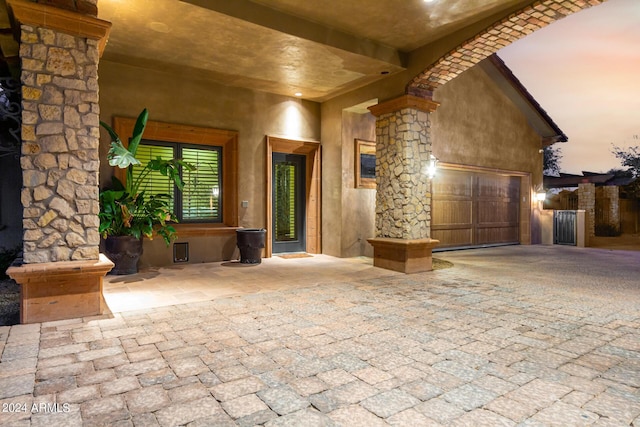 interior space with a garage