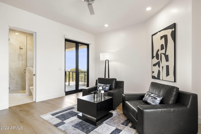 living room with light hardwood / wood-style floors