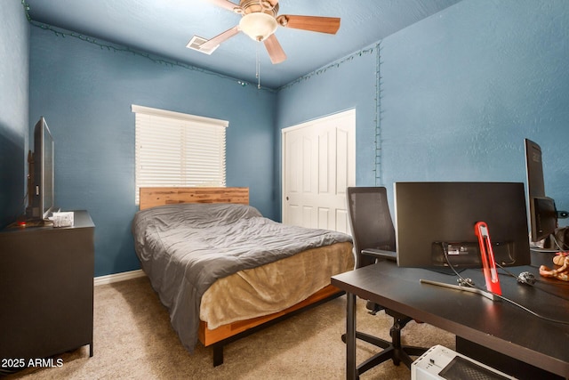 33335 N Slate Creek Dr, San Tan Valley, AZ 85143 - bedroom with ceiling fan, baseboards, visible vents, and carpet floors