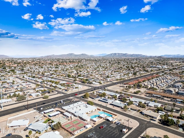 drone / aerial view with a mountain view