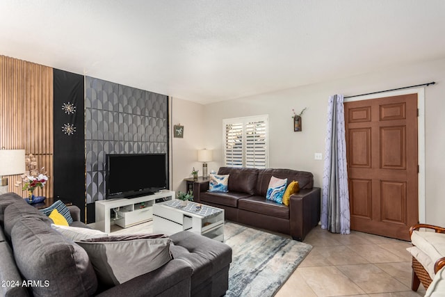 view of tiled living room