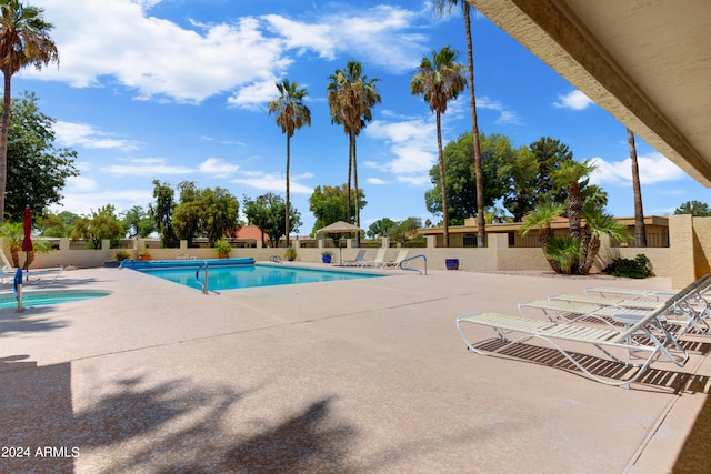 view of pool with a patio area