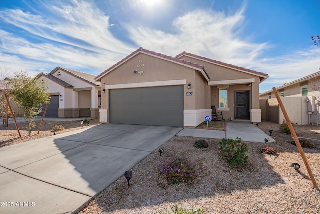 single story home with a garage