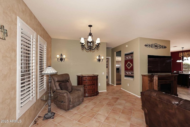 17630 N Somerset Dr, Surprise, AZ 85374 - living area with a chandelier, light tile patterned floors, and baseboards