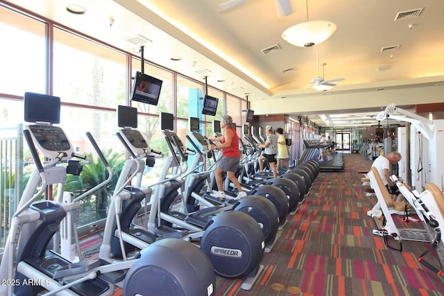 17630 N Somerset Dr, Surprise, AZ 85374 - exercise room featuring carpet flooring, plenty of natural light, and ceiling fan