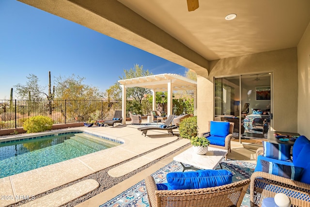 view of pool featuring a pergola and a patio area