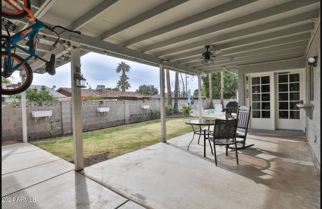 view of patio with ceiling fan