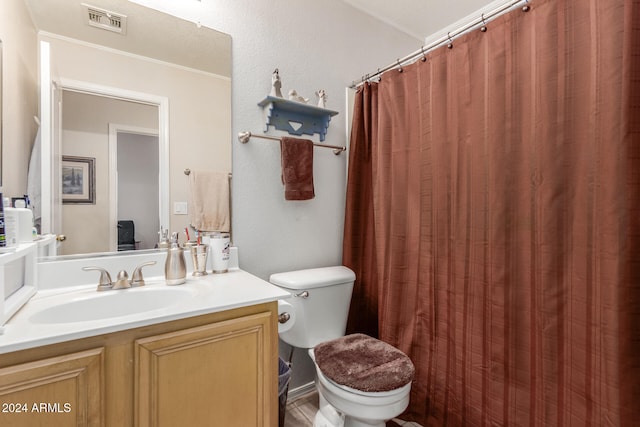 bathroom featuring vanity and toilet