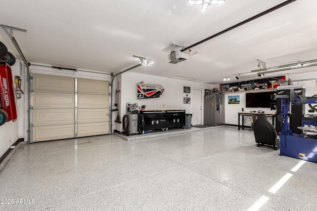 garage with a garage door opener