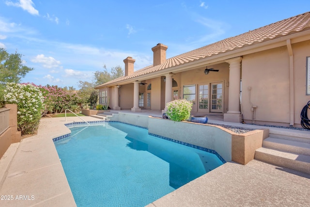 12605 E Kalil Dr, Scottsdale, AZ 85259 - outdoor pool with ceiling fan and a patio