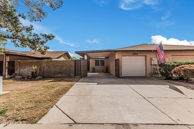 single story home featuring a garage