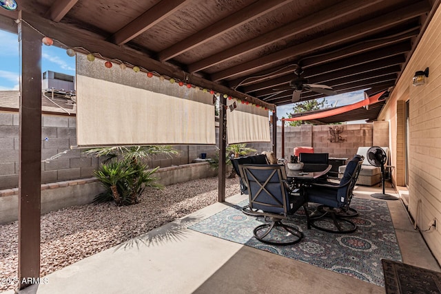 view of patio / terrace with ceiling fan