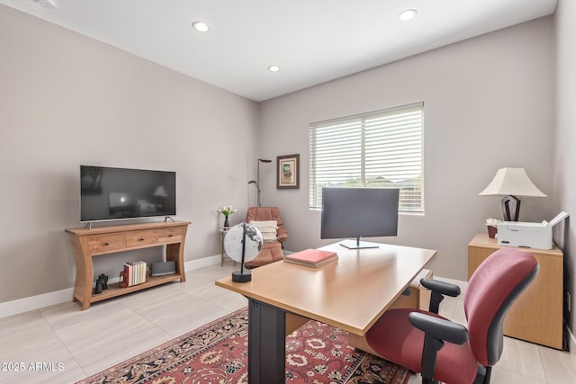 office area featuring light tile patterned floors