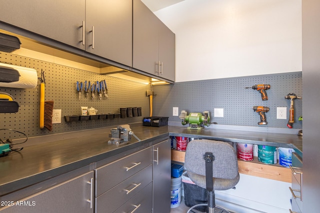 kitchen with gray cabinetry