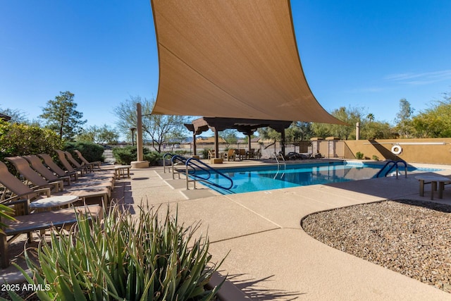 view of swimming pool featuring a patio