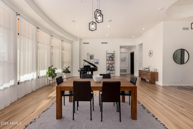 dining space featuring light hardwood / wood-style flooring