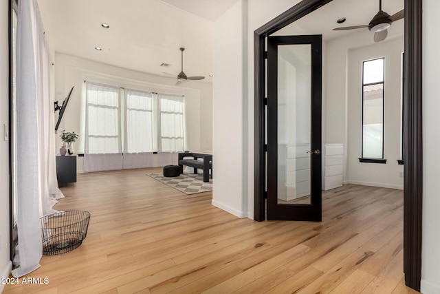 interior space with light hardwood / wood-style floors and a wealth of natural light