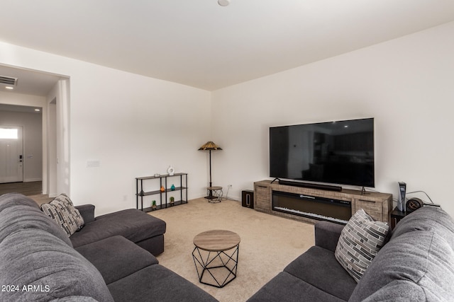 living room with carpet floors