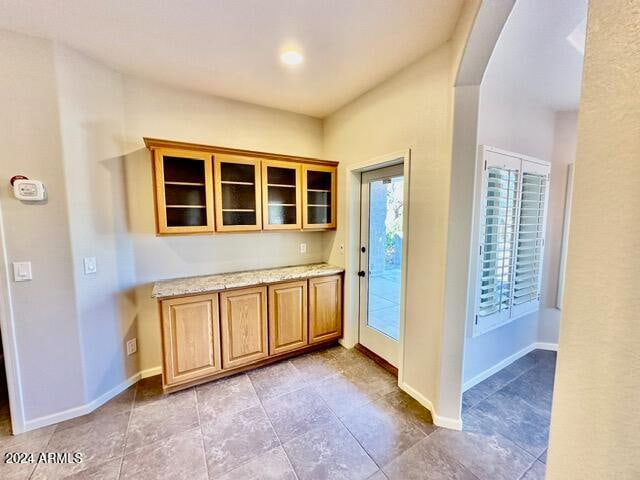 kitchen with light stone counters