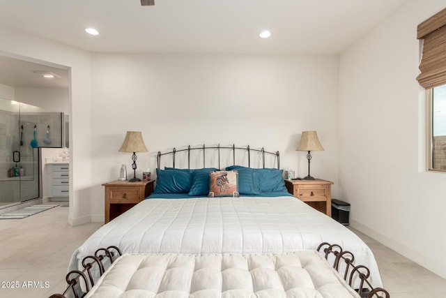 10545 E Texas Ave, Mesa, AZ 85212 - tiled bedroom with recessed lighting, ensuite bath, and baseboards