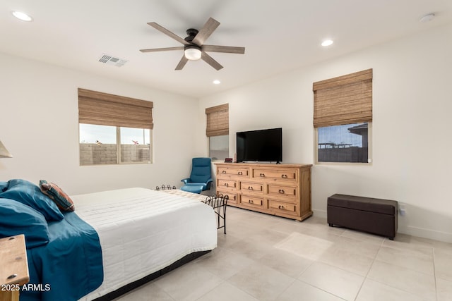 10545 E Texas Ave, Mesa, AZ 85212 - bedroom featuring recessed lighting, tile patterned flooring, baseboards, and a ceiling fan